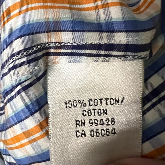 Bugatchi Plaid Shirt - Blue and Orange - Picture 6 of 8